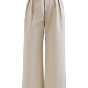 O-Ring Knotted Waist Wide Leg Pants in Sand